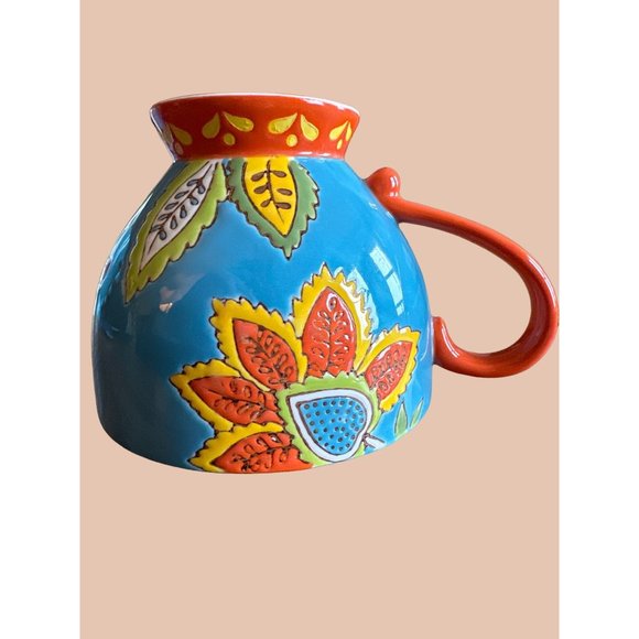 DUTCH WAX Porcelain Hand Painted Floral Blue Mug by Coastline Imports 12oz - Picture 7 of 9